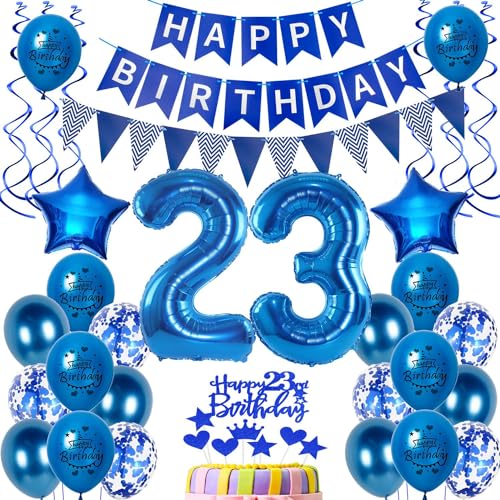 Luftballons 23 Geburtstag Dekoration Mann Ballon Deko 23. Geburtstag Männer blau Geburtstagsdeko 23 jahre Mann Geburtstag Tortendeko 23.geburtstag Männer birthday Banner Party Deko 23 Geburtstag von Hongyantech