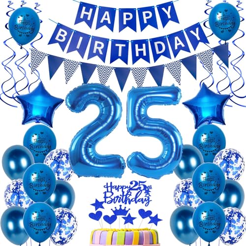 Luftballons 25 Geburtstag Dekoration Mann Ballon Deko 25. Geburtstag Männer blau Geburtstagsdeko 25 jahre Mann Geburtstag Tortendeko 25.geburtstag Männer birthday Banner Party Deko 25 Geburtstag von Hongyantech