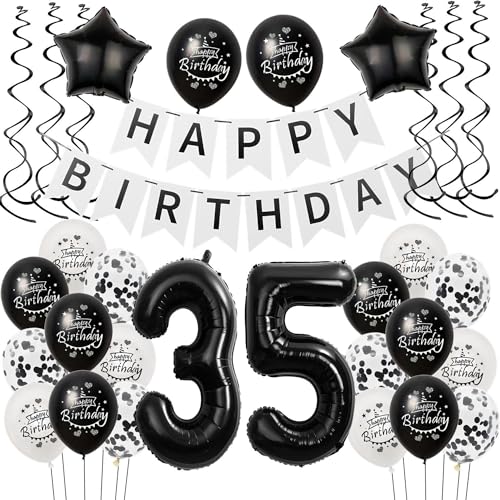 Luftballons 35 Geburtstag Dekoration Frauen Mann Schwarz weiß, deko 35. Geburtstag für Frauen Mann,35 Frau Geburtstagsdeko 35 jahre Männer Schwarz , Ballon 35. geburtstag Frauen deko weiß Luftballons 35 Geburtstag Dekoration Frauen Mann Schwarz weiß, deko 35. Geburtstag für Frauen Mann,35 Frau Geburtstagsdeko 35 jahre Männer Schwarz , Ballon 35. geburtstag Frauen deko weiß von Hongyantech
