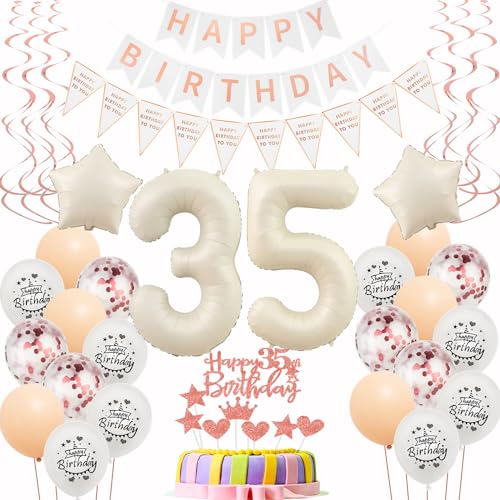 Luftballons 35 Geburtstag Frauen Beige Roségold Deko 35. Geburtstag Frauen Tortendeko 35 Frauen Geburtstagdeko 35 Jahre Frau Geburtstag deko Beige Ballon 35. Geburtstag deko Happy 35th Birthday von Hongyantech