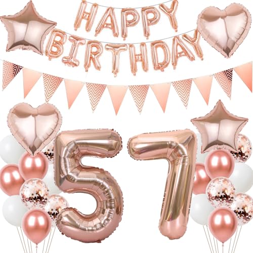 Luftballons 57 Geburtstags deko Frau set, Folienballon 57 jahre Geburtstag Deko RoseGold ballons 57 jahre Geburtstag deko Frau,Geburtstagsdeko 57. geburtstag deko 57 jahre Frauen Mädchen (number 57) von Hongyantech