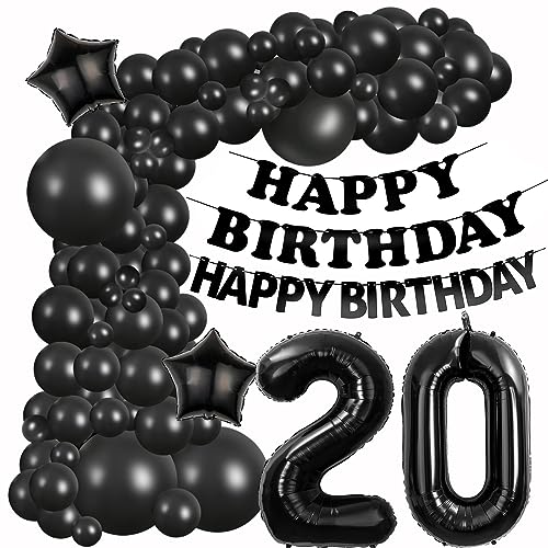 Luftballons Girlande 20 Geburtstag Deko Schwarz Luftballons deko 20. Geburtstag Frauen Mann 20 Jahre Geburtstagdeko Schwarz Black Happy 20 Birthday Girlande Ballons 20. Geburtstag Deko Männer Frau von Hongyantech