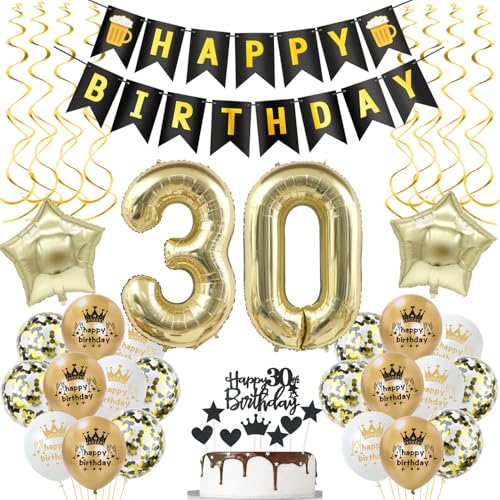 deko 30. geburtstag Frauen Mann deko Schwarz gold ballon 30. geburtstag Mann,deko 30 geburtstag Mann Schwarz luftballon 30.geburtstag deko Mann geburtstagsdeko 30 jahre Geburtstag Deko Männer Frau von Hongyantech