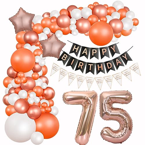 luftballons 75. Geburtstag Deko Frau Rose Gold Weiß deko 75. Geburtstag Frauen Geburtstagdeko 75 Jahre Luftballon Girlande 75. Geburtstag Frauen Ballon Girlande Roségold 75 Geburtstag Frau deko von Hongyantech