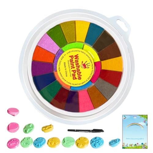 Honhoha Fingerfarben Kinder, Ungiftig Waschbar Fingermalfarben, Stempelkissen zum Basteln, Mehrfarbiges Fingermal-Stempel-Pigment-Stempelkissen - Malset, Lernspielzeug mit Stempeln für Kinder von Honhoha