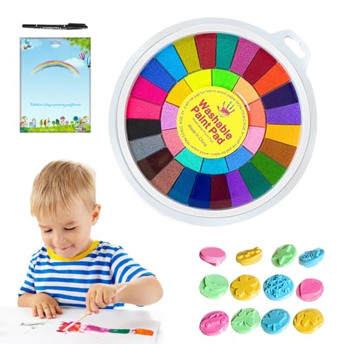 Honhoha Fingerfarben Kinder, Ungiftig Waschbar Fingermalfarben, Stempelkissen zum Basteln, Mehrfarbiges Fingermal-Stempel-Pigment-Stempelkissen - Malset, Lernspielzeug mit Stempeln für Kinder von Honhoha