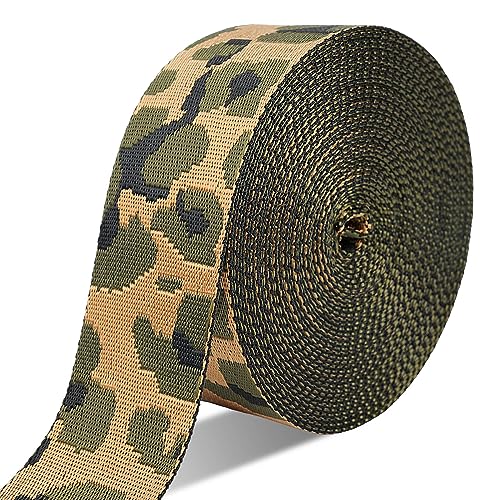 9,1 m 5,1 cm Camo Polyester Gurtband, Braun Camouflage gemustert Jacquard Gurtband Handtasche Polyester Weiches Gurtband Schlüsselanhänger Nylon Gurt Hundehalsband Kleidungsstück Gürtel DIY Nähzubehör von Honic