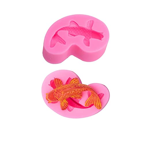 2 Stück Koi Fisch Silikonform Fisch Süßigkeiten Fondant Form 3D Fischform Schokolade Backform Werkzeug für Kuchen Cupcake Zucker Dekorieren (Pink) von Honkenda