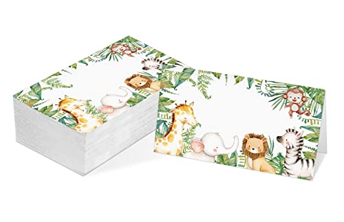 Tischkarte, Dschungel Safari Tier Thema Zelt Stil Karten, 25 Stück Half Fold Empfang Platzkarten, Perfekt für Babypartys, Dschungel Safari Geburtstagsfeier, besondere Anlässe A28 von Honluntech