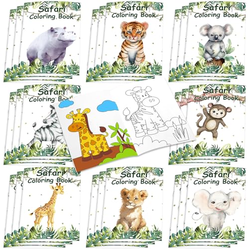 24 Stück Tiere Malbücher Dschungel Safari Tiere Ausmalbücher Party Mitgebsel für Kinder Mini DIY Kunst Malbücher Safari Zoo Tiere Kritzelbücher für Waldtiere Geburtstagsgeschenk (Aquarell) von Honoson