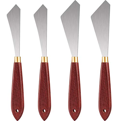 Malmesser Set Malerei Mischen Schaber Edelstahl Palette Messer Malerei Kunst Spachtel mit Holzgriff Kunst Malerei Messer Werkzeuge für Öl Leinwand Acryl Malerei (4) von Honoson