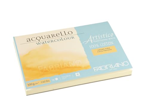 Honsell 30011218 - Fabriano Artistico Acquarello Watercolour, hochwertiger Künstler - Aquarellkarton, naturweiß, Feinkorn cold pressed, ca. 12,5 x 18 cm, 25 Blatt 300 g/m² von Honsell