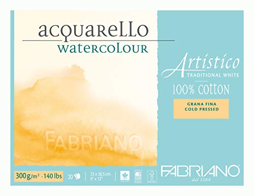 Honsell 30012330 - Fabriano Artistico Acquarello Watercolour, hochwertiger Künstler - Aquarellkarton, naturweiß, Feinkorn cold pressed, ca. 23 x 30,5 cm, 20 Blatt 300 g/m² von Honsell