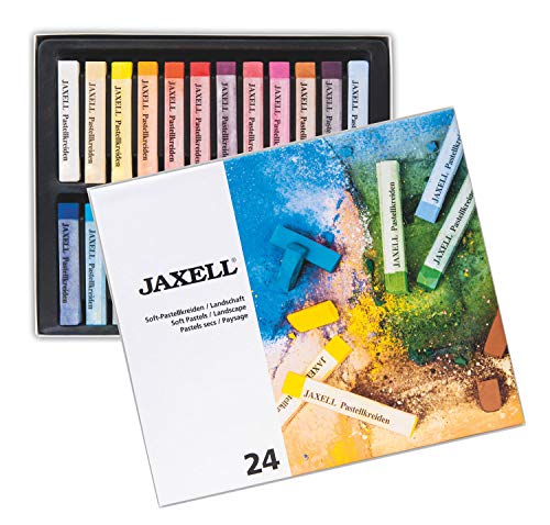 Honsell 47645 - Jaxell Soft Pastellkreiden als 24er Themen Set Landschaft, satte Farben, für flächiges und präzises Arbeiten, für Künstler, Hobbymaler, Schule, Kunstunterricht, Ausbildung von Honsell