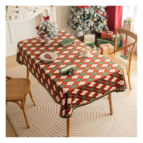 HonunGron Weihnachten Tischdecke, Samt Weihnachtstischdecke Abwaschbar, Tischläufer Weihnachten Rot Grün Gelb, Weihnachts Bankett Party Küche Hochzeit Tischtuch Xmas Deko (Rot Grün,135x135cm) von HonunGron