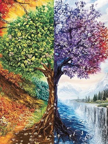 Hoobee 5D DIY Diamond Painting Baum, Diamond Painting Bilder Landschaft, Diamond Painting Erwachsene, Vollbohrer Stickerei Kreuzstich Kunst Handwerk für Zuhause Wanddekoration 30x40cm-5 von Hoobee