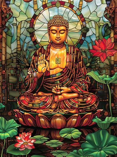 Hoobee 5D DIY Diamond Painting Buddha, Diamond Painting Bilder Religion, Diamond Painting Erwachsene, Vollbohrer Stickerei Kreuzstich Kunst Handwerk für Zuhause Wanddekoration 30x40cm-3 von Hoobee