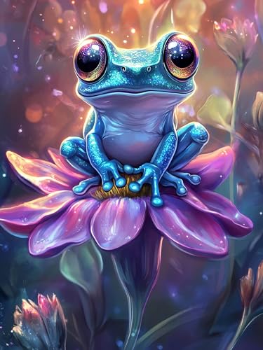 Hoobee 5D DIY Diamond Painting Frosch, Diamond Painting Bilder Tier, Diamond Painting Erwachsene, Vollbohrer Stickerei Kreuzstich Kunst Handwerk für Zuhause Wanddekoration 30x40cm-14 von Hoobee