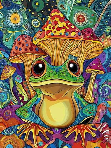 Hoobee 5D DIY Diamond Painting Frosch, Diamond Painting Bilder Tier, Diamond Painting Erwachsene, Vollbohrer Stickerei Kreuzstich Kunst Handwerk für Zuhause Wanddekoration 30x40cm-15 von Hoobee