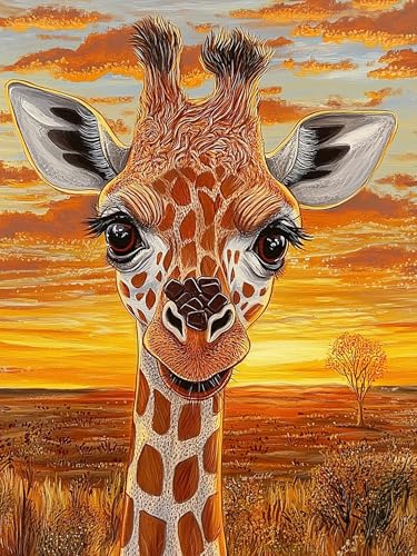 Hoobee 5D DIY Diamond Painting Giraffe, Diamond Painting Bilder Tier, Diamond Painting Erwachsene, Vollbohrer Stickerei Kreuzstich Kunst Handwerk für Zuhause Wanddekoration 30x40cm-12 von Hoobee