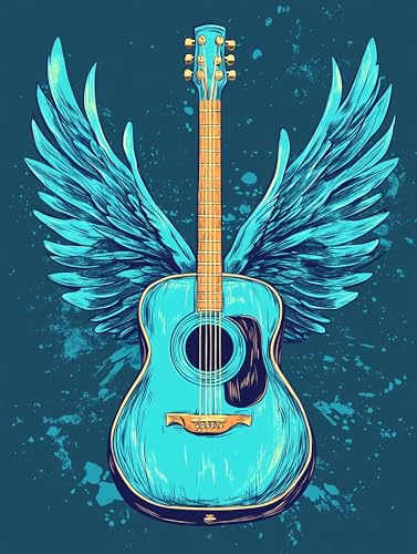 Hoobee 5D DIY Diamond Painting Gitarre, Diamond Painting Bilder Musikinstrument, Diamond Painting Erwachsene, Vollbohrer Stickerei Kreuzstich Kunst Handwerk für Zuhause Wanddekoration 30x40 cm-8 von Hoobee