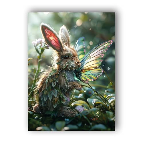 Hoobee 5D DIY Diamond Painting Kaninchen, Diamond Painting Bilder Tier, Vollbohrer Stickerei Kreuzstich Kunst Handwerk für Zuhause Wanddekoration 30x40cm Kaninchen235 von Hoobee