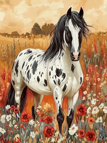 Hoobee 5D DIY Diamond Painting Pferd, Diamond Painting Bilder Tier, Diamond Painting Erwachsene, Vollbohrer Stickerei Kreuzstich Kunst Handwerk für Zuhause Wanddekoration 30x40cm-16 von Hoobee