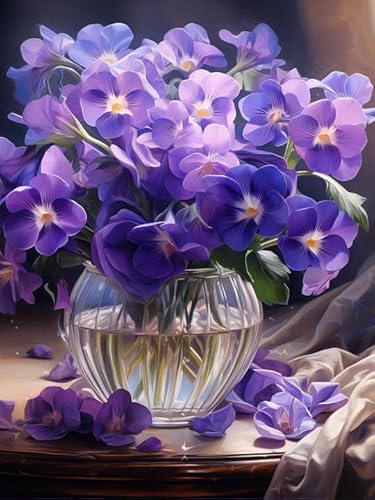 Hoobee 5D Diamond Painting Blume, Diamond Painting Bilder Violett, Diamond Painting Erwachsene, Vollbohrer Stickerei Kreuzstich Kunst Handwerk für Zuhause Wanddekoration (30×40 cm) von Hoobee