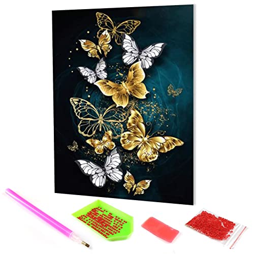 Hoobee 5D Diamond Painting DIY Set Schmetterling, Diamond Painting Bilder Tier, Vollbohrer Stickerei Kreuzstich Kunst Handwerk für Zuhause Wanddekoration (30×40 cm) von Hoobee