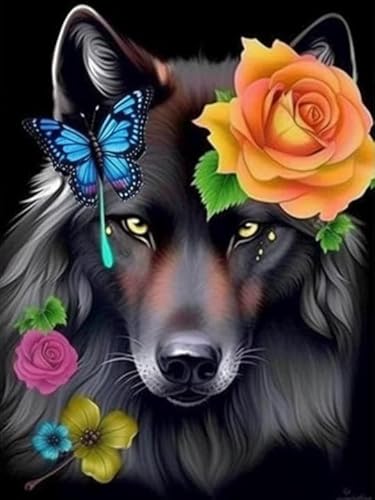 Hoobee 5D Diamond Painting DIY Set Wolf, Diamond Painting Bilder Tier, Vollbohrer Stickerei Kreuzstich Kunst Handwerk für Zuhause Wanddekoration (30×40 cm) von Hoobee