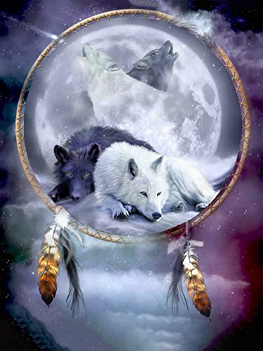 Hoobee 5D Diamond Painting DIY Set Wolf, Diamond Painting Pictures Animal Full Drill Embroidery Cross Stitch Art Craft for Home Wall Decoration (30 x 40 cm)-4028 von Hoobee