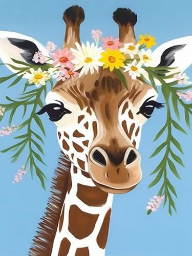 Hoobee 5D Diamond Painting Giraffe, Diamond Painting Bilder Tier, Diamond Painting Erwachsene, Vollbohrer Stickerei Kreuzstich Kunst Handwerk für Zuhause Wanddekoration (30×40 cm) von Hoobee