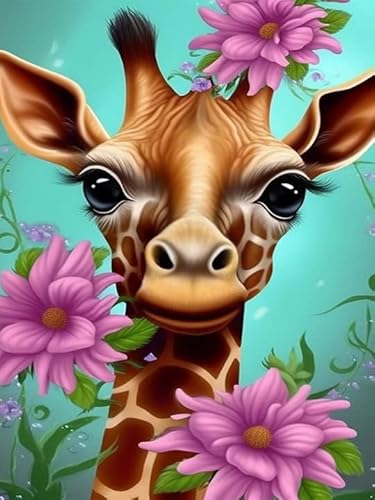 Hoobee 5D Diamond Painting Giraffe, Diamond Painting Bilder Tier, Diamond Painting Erwachsene, Vollbohrer Stickerei Kreuzstich Kunst Handwerk für Zuhause Wanddekoration (30×40 cm) von Hoobee