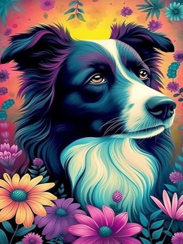 Hoobee 5D Diamond Painting Hund, Diamond Painting Bilder Tier, Diamond Painting Erwachsene, Vollbohrer Stickerei Kreuzstich Kunst Handwerk für Zuhause Wanddekoration (30×40 cm) von Hoobee