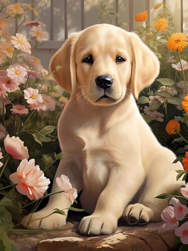 Hoobee 5D Diamond Painting Hund, Diamond Painting Bilder Tier, Diamond Painting Erwachsene, Vollbohrer Stickerei Kreuzstich Kunst Handwerk für Zuhause Wanddekoration 30×40 cm-99 von Hoobee