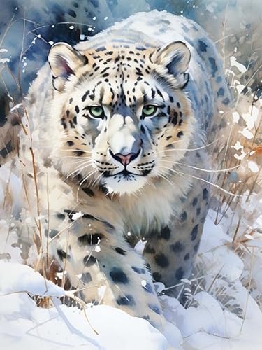 Hoobee 5D Diamond Painting Leopard, Diamond Painting Bilder Tier, Diamond Painting Erwachsene, Vollbohrer Stickerei Kreuzstich Kunst Handwerk für Zuhause Wanddekoration 30×40 cm-63 von Hoobee