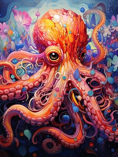 Hoobee 5D Diamond Painting Oktopus, Diamond Painting Bilder Tier, Diamond Painting Erwachsene, Vollbohrer Stickerei Kreuzstich Kunst Handwerk für Zuhause Wanddekoration 30×40 cm-68 von Hoobee