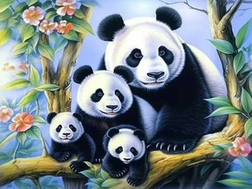 Hoobee 5D Diamond Painting Panda, Diamond Painting Bilder Tier, Diamond Painting Erwachsene, Vollbohrer Stickerei Kreuzstich Kunst Handwerk für Zuhause Wanddekoration (30×40 cm) von Hoobee