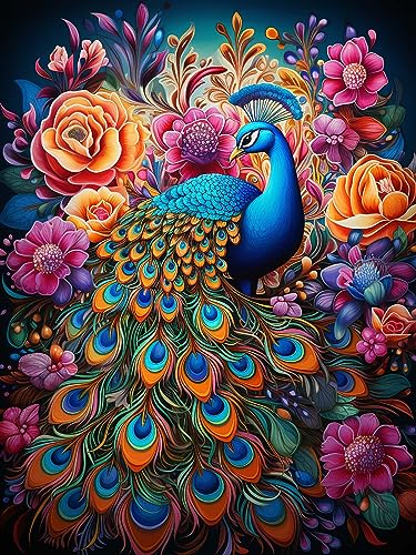 Hoobee 5D Diamond Painting Pfau, Diamond Painting Bilder Vogel, Diamond Painting Erwachsene, Vollbohrer Stickerei Kreuzstich Kunst Handwerk für Zuhause Wanddekoration 30×40 cm-29 von Hoobee