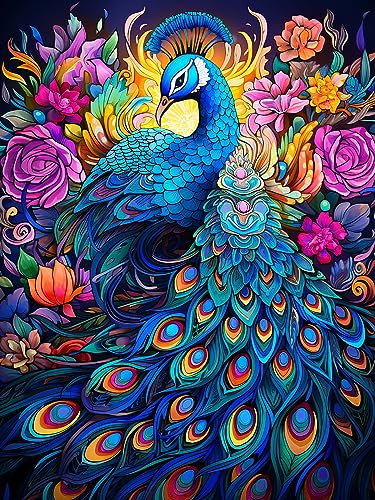 Hoobee 5D Diamond Painting Pfau, Diamond Painting Bilder Vogel, Diamond Painting Erwachsene, Vollbohrer Stickerei Kreuzstich Kunst Handwerk für Zuhause Wanddekoration 30×40 cm-30 von Hoobee