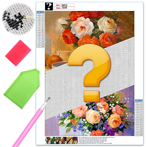 Hoobee Mystery Blume Diamond Painting, Square Diamond Full Drill DIY 5D Diamant Painting with Mysterious Bilder,Children Diamond Painting Art Gift Crystal Crafts Family Decoration Set 30 x 40cm von Hoobee