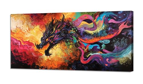 Malen Nach Zahlen Abstrakt Malen Nach Zahlen Erwachsene Groß 50x100cm, Paint by Numbers Drachen Malen nach Zahlen ab 9 Jahre, DIY Kreativ Bastelset mit 3 Pinsel und Acrylfarben, Wanddeko XH-1064 von Hooixaag