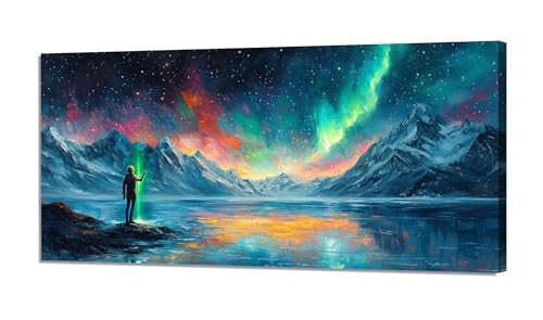 Malen Nach Zahlen Aurora Malen Nach Zahlen Erwachsene Groß 20x40cm, Paint by Numbers Sternenhimmel Malen nach Zahlen ab 9 Jahre, DIY Kreativ Bastelset mit 3 Pinsel und Acrylfarben, Wanddeko XH-822 von Hooixaag