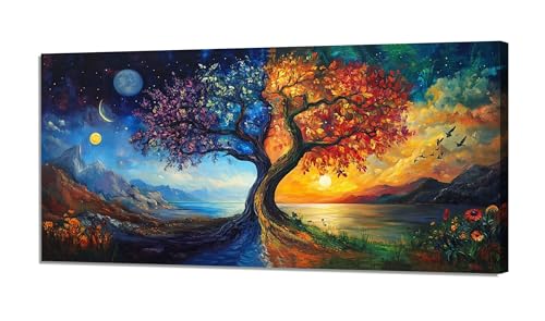 Malen Nach Zahlen Baum Malen Nach Zahlen Erwachsene Groß 100x200cm, Paint by Numbers Mond Malen nach Zahlen ab 9 Jahre, DIY Kreativ Bastelset Erwachsene mit 3 Pinsel und Acrylfarben, Wanddeko XH-616 von Hooixaag