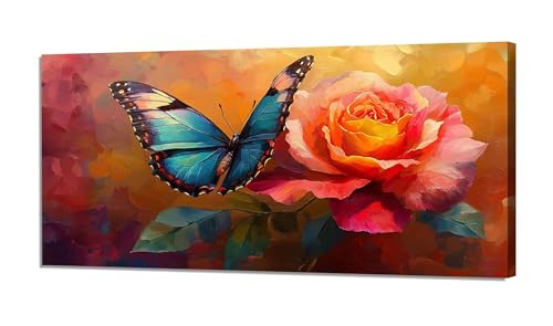 Malen Nach Zahlen Schmetterling Malen Nach Zahlen Erwachsene Groß 20x40cm, Paint by Numbers Rose Malen nach Zahlen ab 9 Jahre, DIY Kreativ Bastelset mit 3 Pinsel und Acrylfarben, Wanddeko XH-614 von Hooixaag