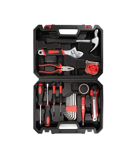 19/43/108-teiliges Komplett-Werkzeugset for die Hausreparatur, inklusive Steckschlüssel, Hammer und mehr – Aufbewahrungsbox aus Kunststoff(Black-19Pcs) von Hookurity