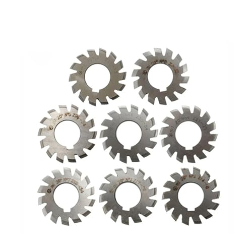 Hookurity HSS Zahnradfräser M1 M1.25 M1.5 M2 M3 M4 M0.4 M0.5 M0.6 M0.7 M0.8 Modul PA20 Grad NO.1-NO.8 HSS Zahnradfräser Zahnradschneidwerkzeuge(M0.3 8Pcs(No.1-No.8)) von Hookurity