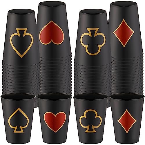 Hoolerry 72 Stück Casino Party Becher 266 ml Casino Thema Party Dekorationen Casino Poker Tumbler Shot Cup Kunststoff Game Night Motto Party Cup Casino Party Cup Favors Set für Geburtstag Hochzeit von Hoolerry