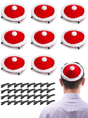 Hoolerry Chrismukkah Yarmulke Kippah jüdischer Hut mit Clips, Großpackungen, Weihnachten und Chanukka, Geschenk für Männer, Chanukka, Weihnachtsmannmütze, Chrismukka, Judengeschenk, Weihnachtskostüme, von Hoolerry