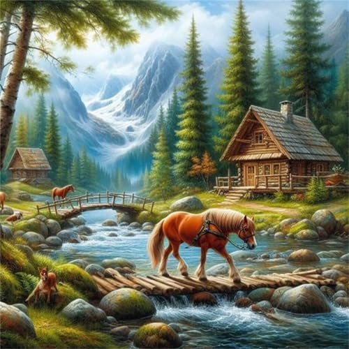 5D Berghütte Diamond Painting Set,Diamant Painting Bilder DIY Pferd Diamant Kunst Full Drill Kreuzstich Stickerei Bastelset Diamant Malerei für Home Wand Dekor Square Drill 60x60cm 5D Berghütte Diamond Painting Set,Diamant Painting Bilder DIY Pferd Diamant Kunst Full Drill Kreuzstich Stickerei Bastelset Diamant Malerei für Home Wand Dekor Square Drill 60x60cm von Hoonjiin